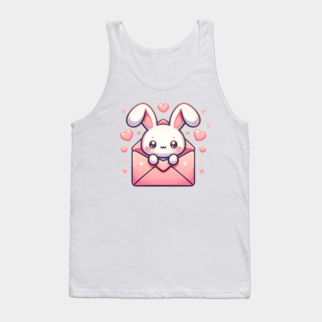 Bunny Love Letter - Kawaii Bunny in Envelope Tank Top by Pink & Pretty